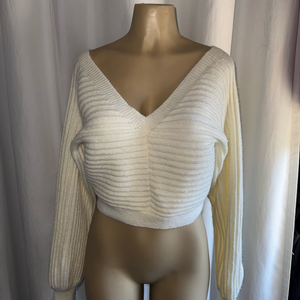 Cozy White V-Neck Sweater